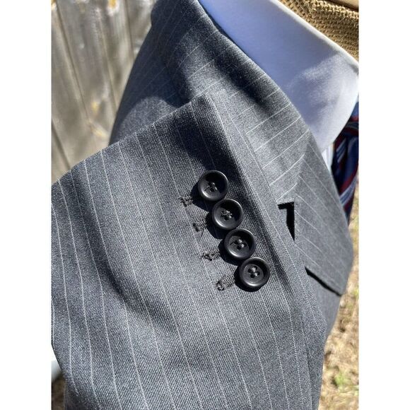 CARTIER Men's Sports Coat Jacket Gray Striped 100% Wool Luxury Size 38 R - Picture 4 of 9